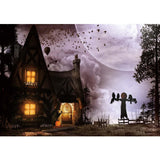 Allenjoy Halloween Scarecrow Pumpkin Haunted House Moon Backdrop