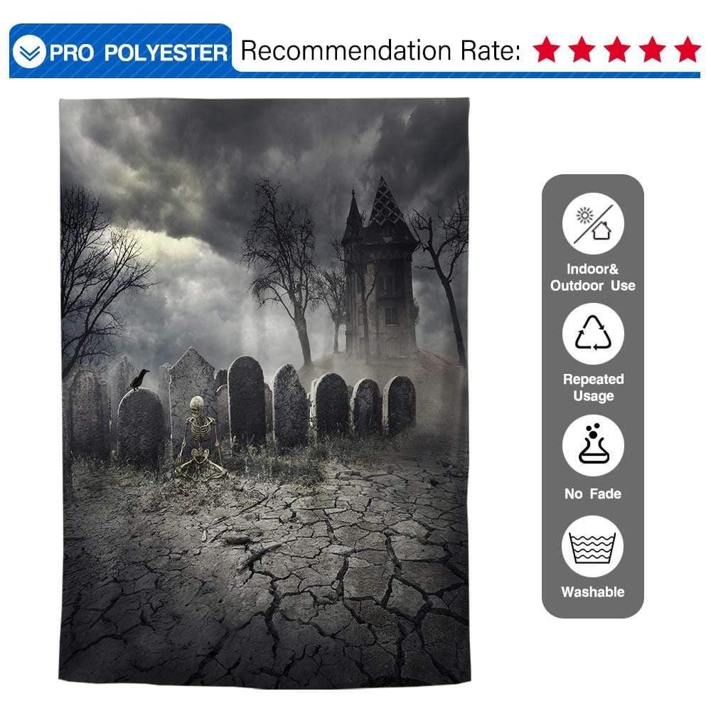 Allenjoy Halloween Tombstone Castle Grave Slightly Gloomy Backdrop - Allenjoystudio