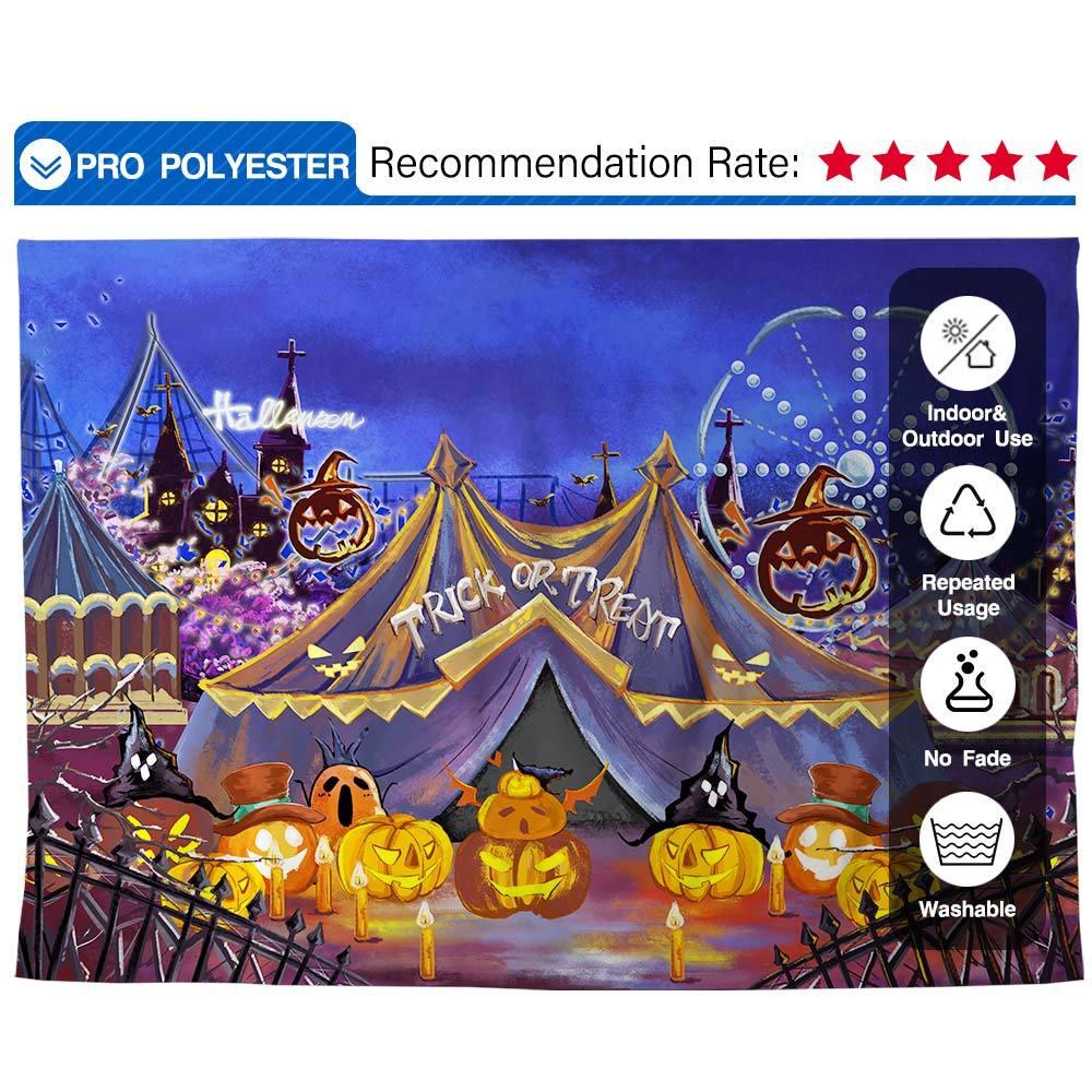 Allenjoy Halloween Trick or Treat Playground Backdrop Hand-Painted Pumkin for Children - Allenjoystudio