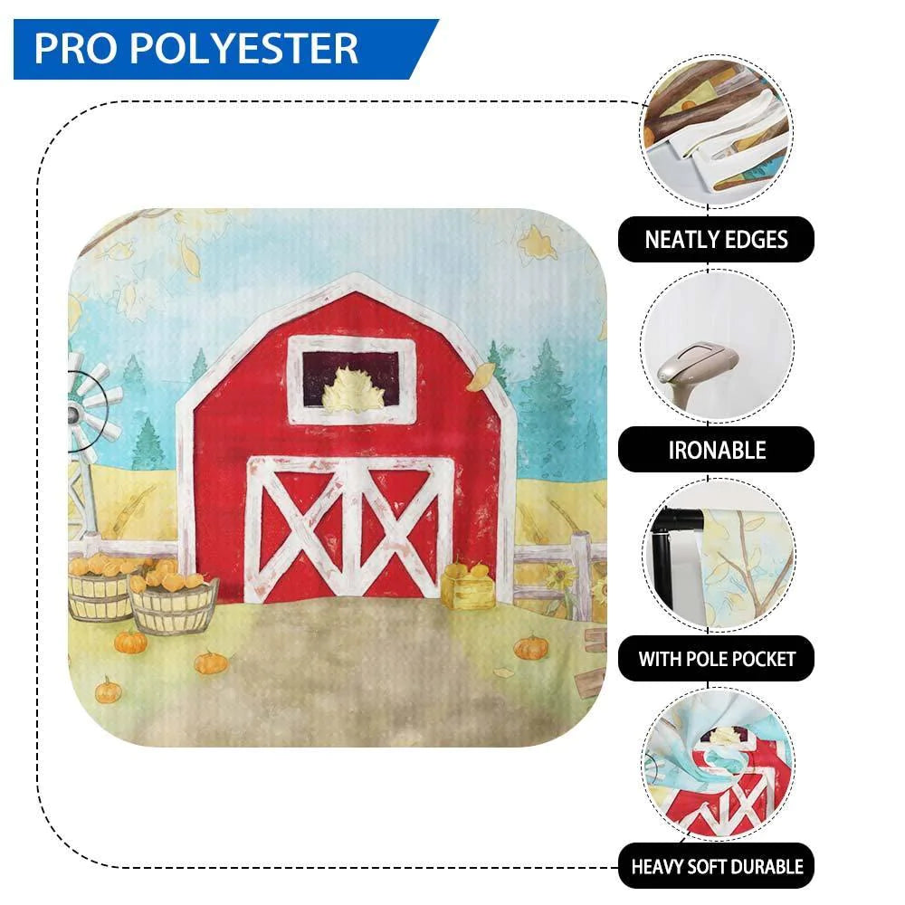 Allenjoy Hand Painted Farm Red House Pumkin Maple Leaves for Thanksgiving day Autumn - Allenjoystudio