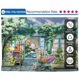 Allenjoy Hand Painted House Tree Cat Summer Flower Background - Allenjoystudio