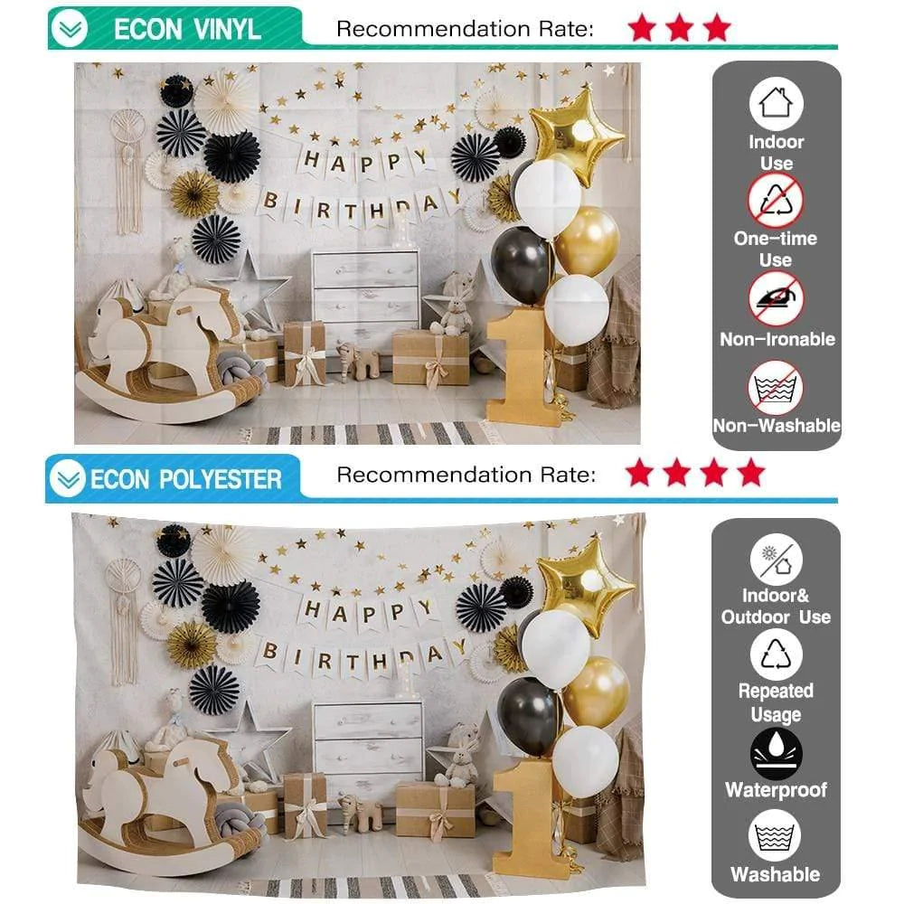 Allenjoy Happy Birthday 1st  Backdrop for Baby Cake Smash - Allenjoystudio