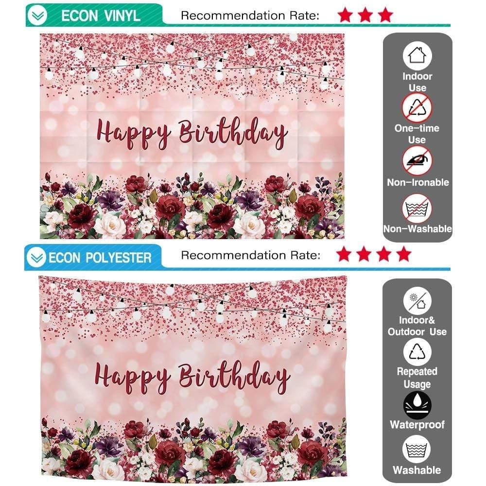 Allenjoy Happy 40th Pink Bokeh Floral Birthday Backdrop - Allenjoystudio