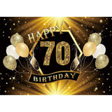 Allenjoy Happy 70th Bithday Golden Little Star Balloon Backdrop