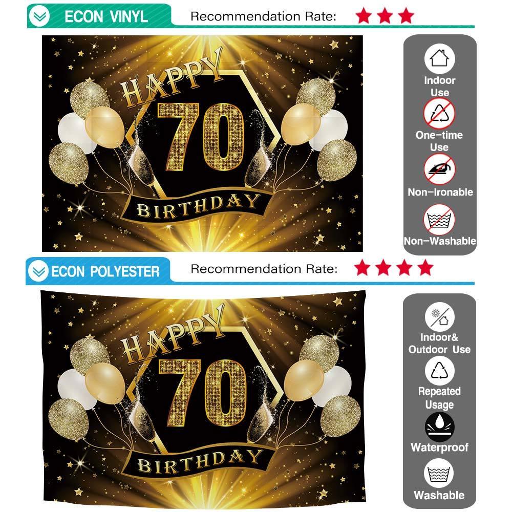 Allenjoy Happy 70th Bithday Golden Little Star Balloon Backdrop - Allenjoystudio