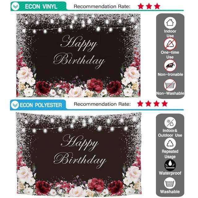 Allenjoy Happy Birthday Floral Sliver Bokeh Light Backdrop for Lady - Allenjoystudio