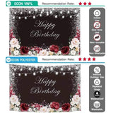 Allenjoy Happy Birthday Floral Sliver Bokeh Light Backdrop for Lady - Allenjoystudio