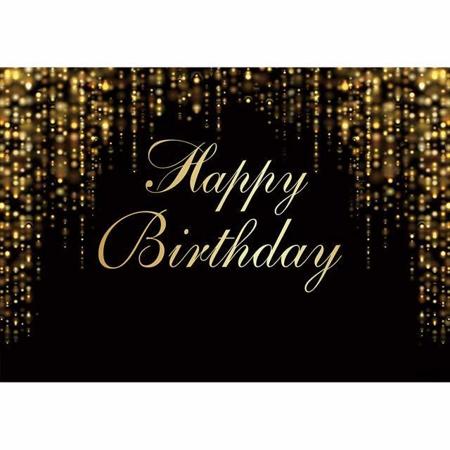 Allenjoy Happy Birthday Golden Bokeh Black Prom Backdrop - Allenjoystudio