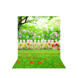 Allenjoy Easter Eggs Setaria Viridis White Fence Outdoor Backdrop