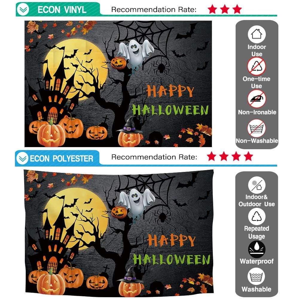 Allenjoy Happy Halloween Ghost Castle of Wraith Full Moon Pumpkin Backdrop - Allenjoystudio