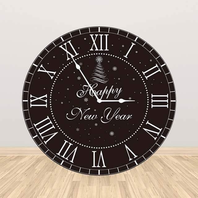 Allenjoy Happy New Year Clock Round Backdrop - Allenjoystudio