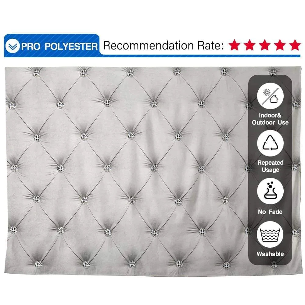 Allenjoy Light Gray Diamond Tufted Headboard Backdrop - Allenjoystudio