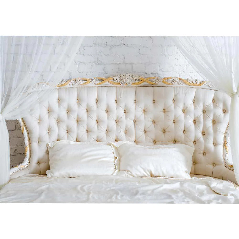 Allenjoy Headboard Tufted Boudoir Backdrop with White Brick Wall - Allenjoystudio