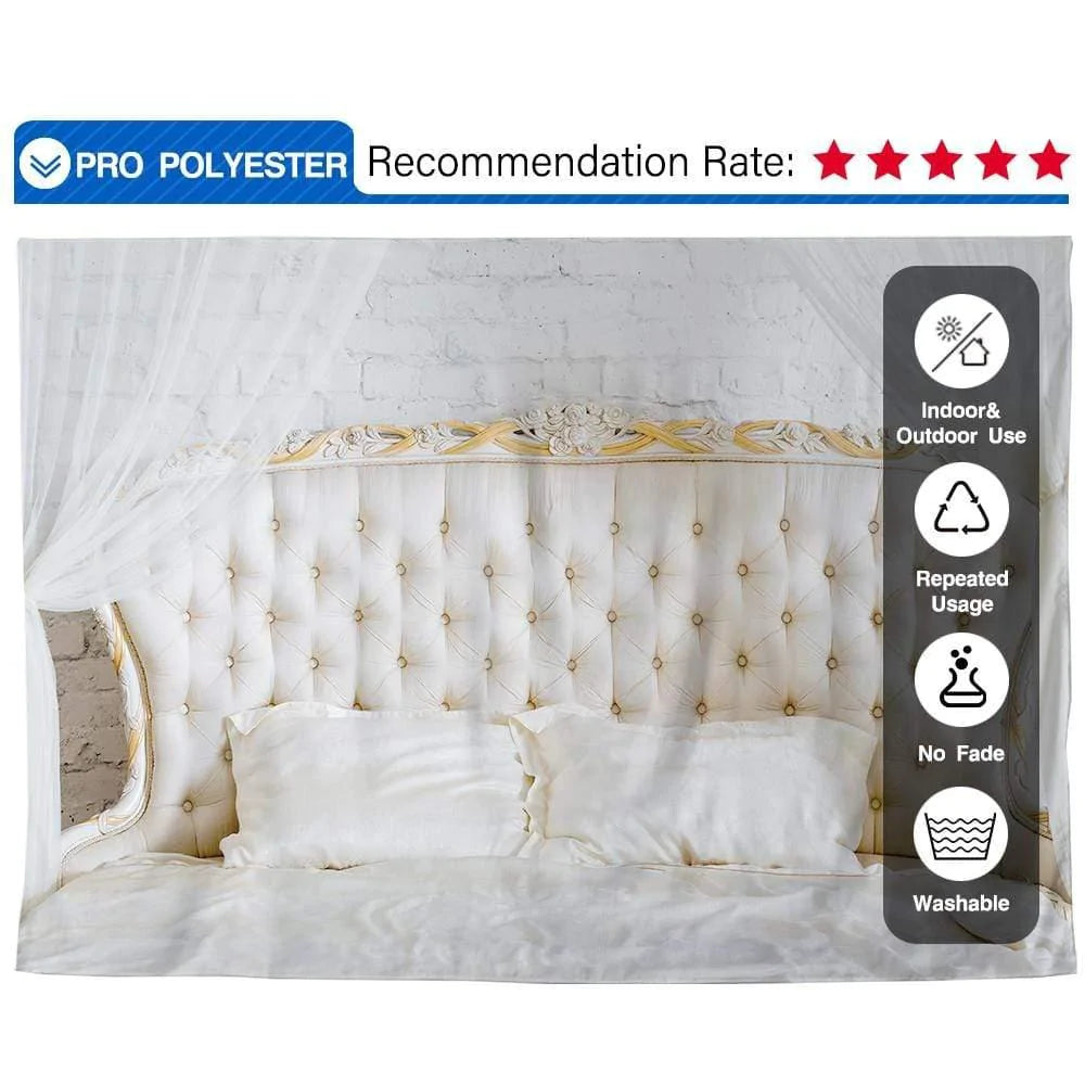 Allenjoy Headboard Tufted Boudoir Backdrop with White Brick Wall - Allenjoystudio