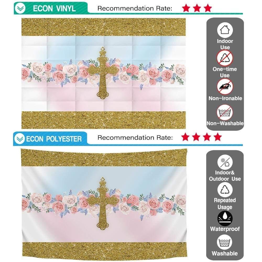 Allenjoy Holy Communion Backdrop With Gold Cross Flower - Allenjoystudio