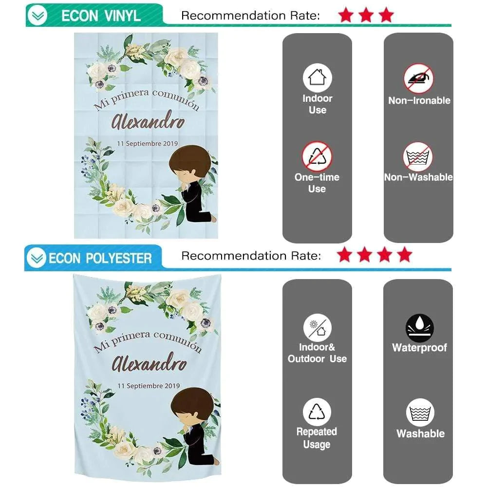 Allenjoy Holy Communion Blue Background wIth Boy Flowers - Allenjoystudio