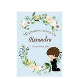 Allenjoy Holy Communion Blue Background wIth Boy Flowers