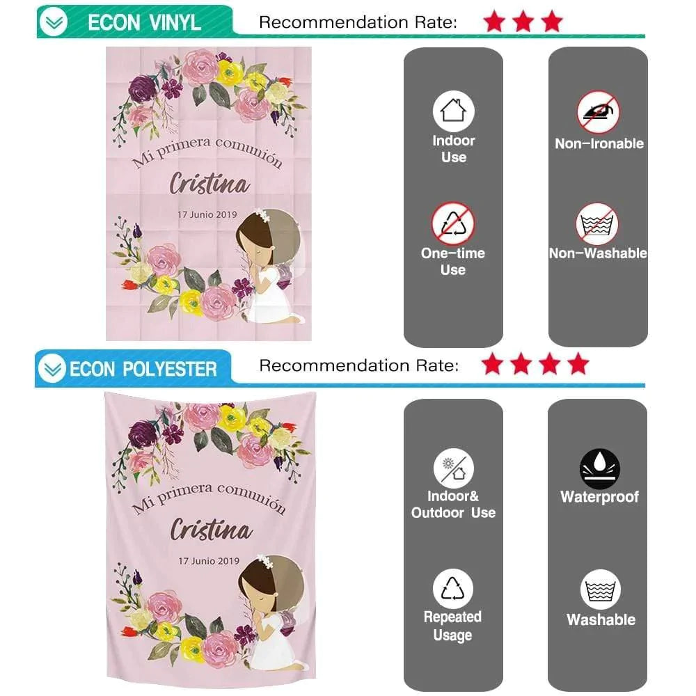 Allenjoy Mi Promera communion Pink Flower Backdrop for Girls - Allenjoystudio