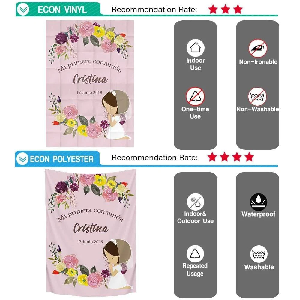 Allenjoy Mi Promera communion Pink Flower Backdrop for Girls - Allenjoystudio