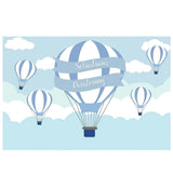 Allenjoy Baptism Backdrop with Hot Air Balloon Blue Ribbon Clould Sky