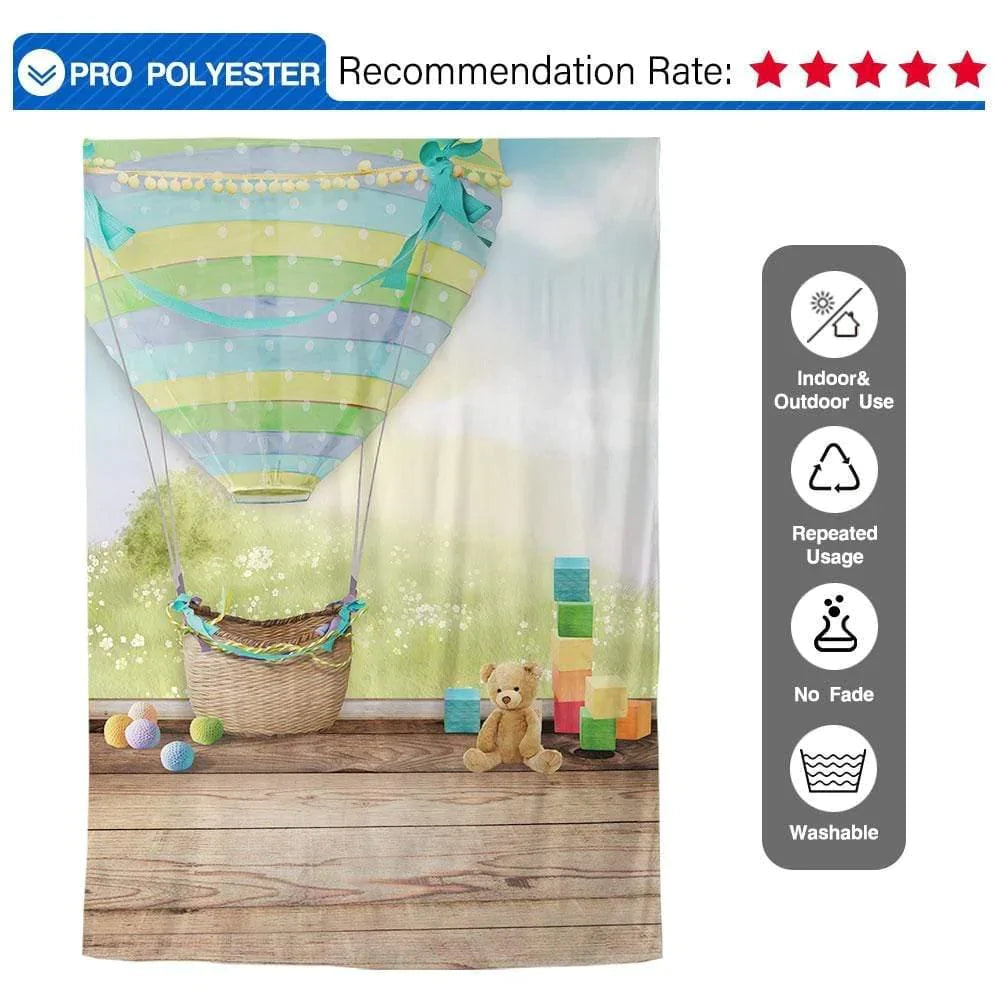 Allenjoy Hot Air Balloon Background for Baby Shower Bear Spring Photography Backdrop - Allenjoystudio