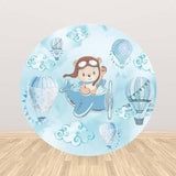 Allenjoy Hot Airballoon Round Backdrop Baby Shower