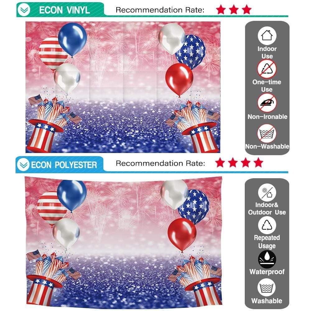 Allenjoy American Flag Balloons Fireworks  Independence Day Bokeh Backdrop - Allenjoystudio