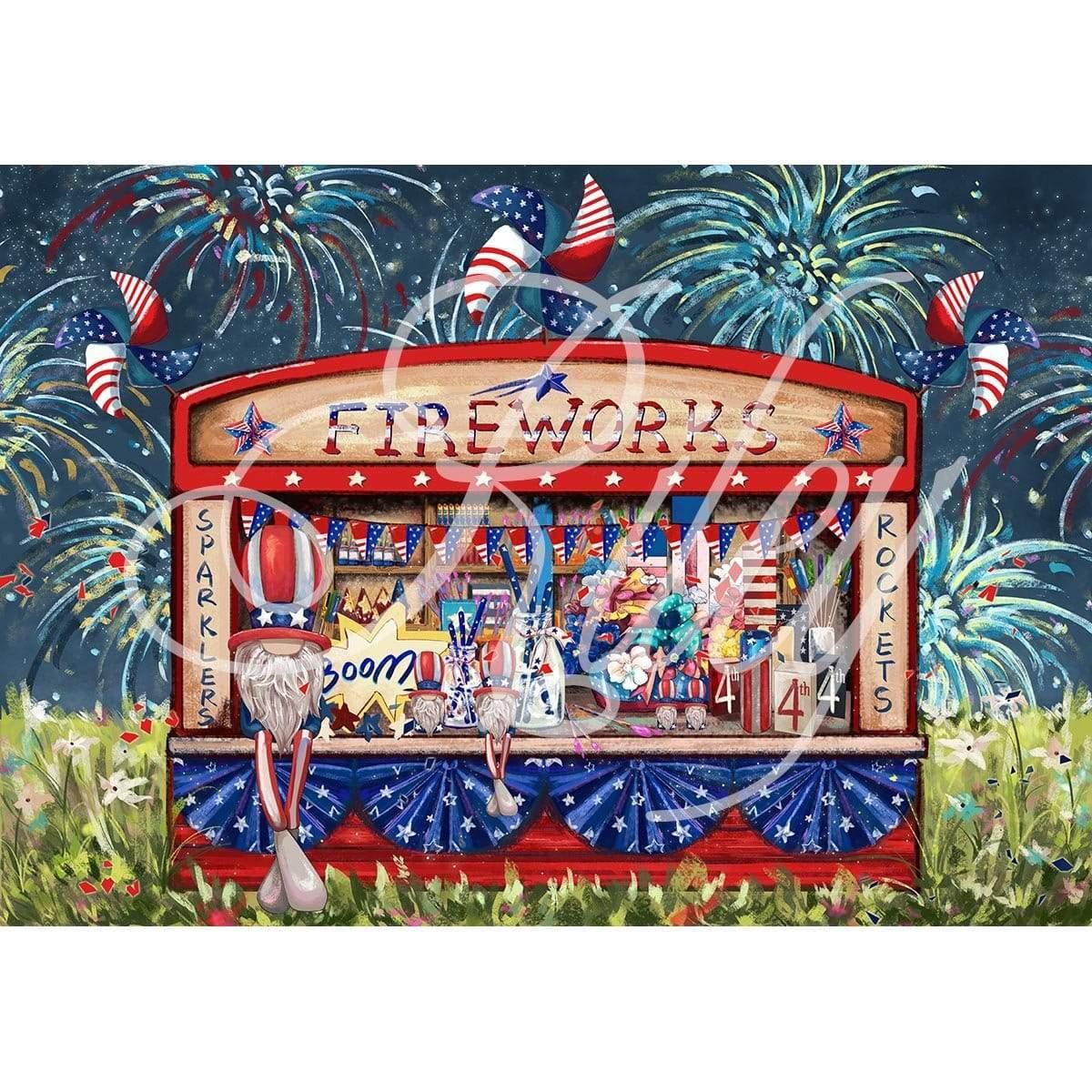 Allenjoy Firework Store Independence Backdrop for Children - Allenjoystudio