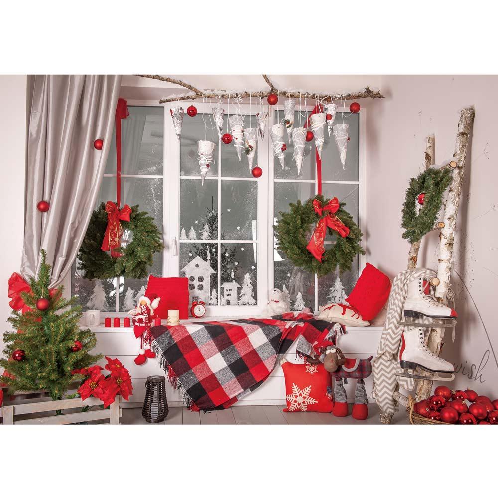 Allenjoy Christmas Bay Window Backdrop - Allenjoystudio