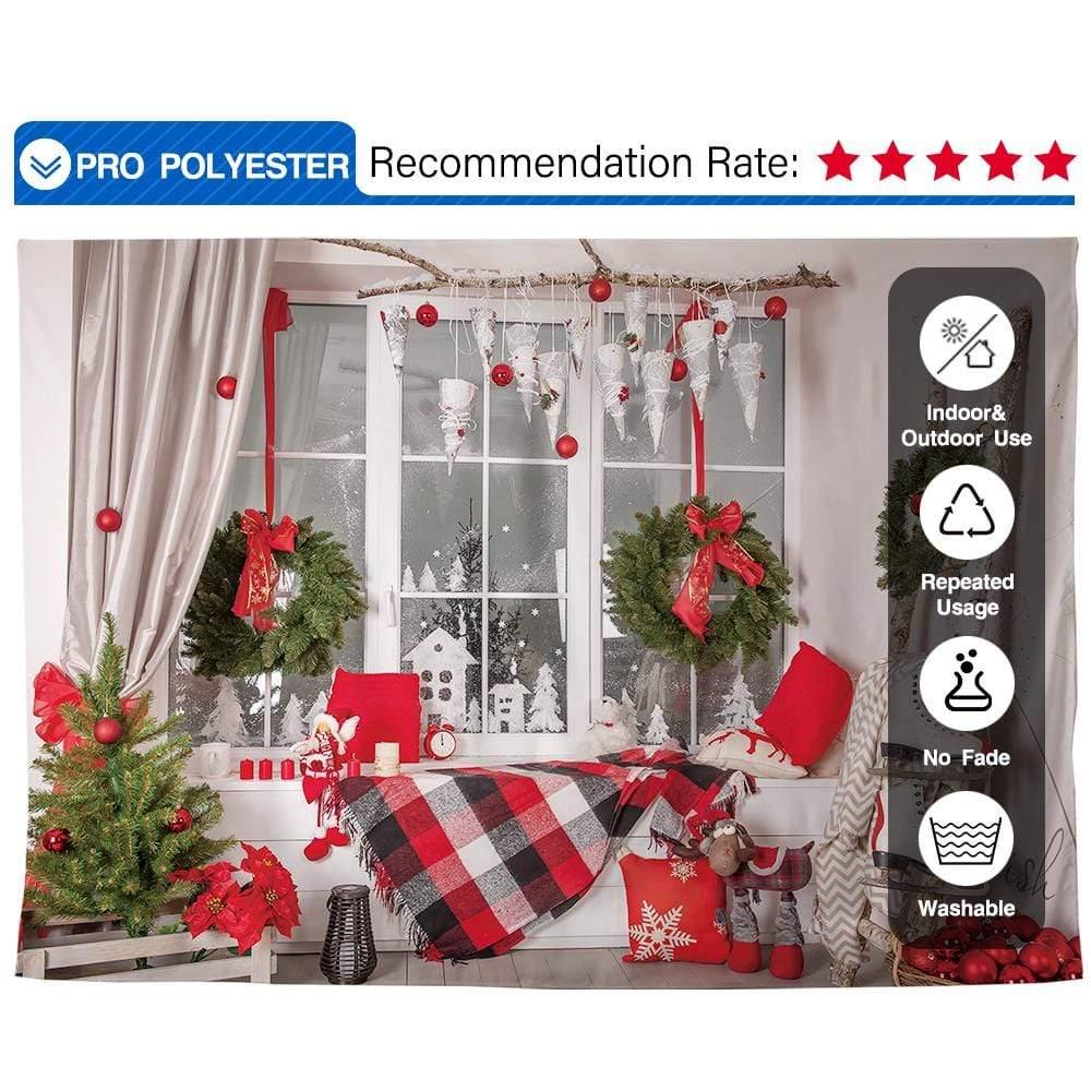 Allenjoy Christmas Bay Window Backdrop - Allenjoystudio
