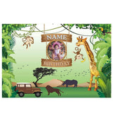 Allenjoy Jungle Custom Name Photo Birthday Backdrop