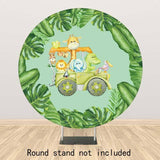 Allenjoy Jungle Cute Animals Round Backdrop Children Birthday Babyshower - Allenjoystudio