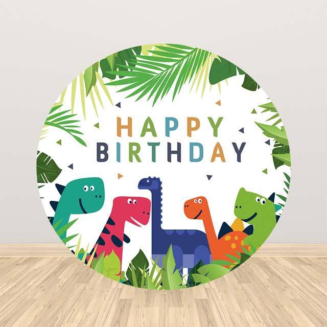Allenjoy Jungle Dinosaur Round Backdrop for Birthday Party - Allenjoystudio