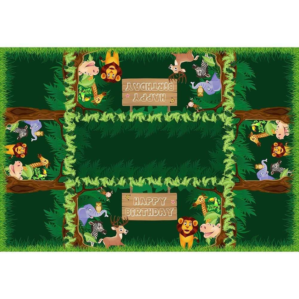 Allenjoy Jungle Forest Animal Backdrop Tablecloth for Birthday Party - Allenjoystudio