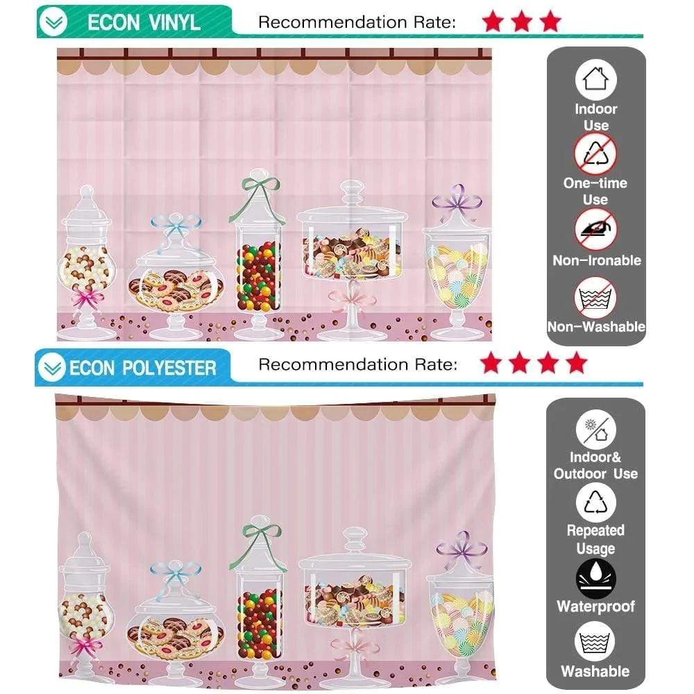 Allenjoy Kids Background for Candy Bar Pink Stripes Colorful Sweets Bow-knots Birthday - Allenjoystudio