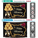 Allenjoy 60th Gold Heels Champagne Glass Black Birthday Backdrop - Allenjoystudio
