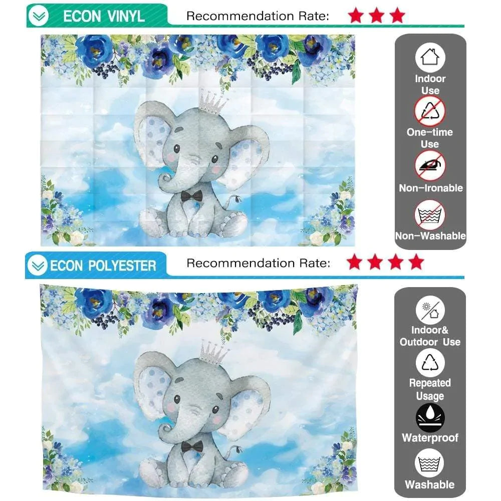 Allenjoy Little Baby Elephant Watercolor Flower Backdrop - Allenjoystudio