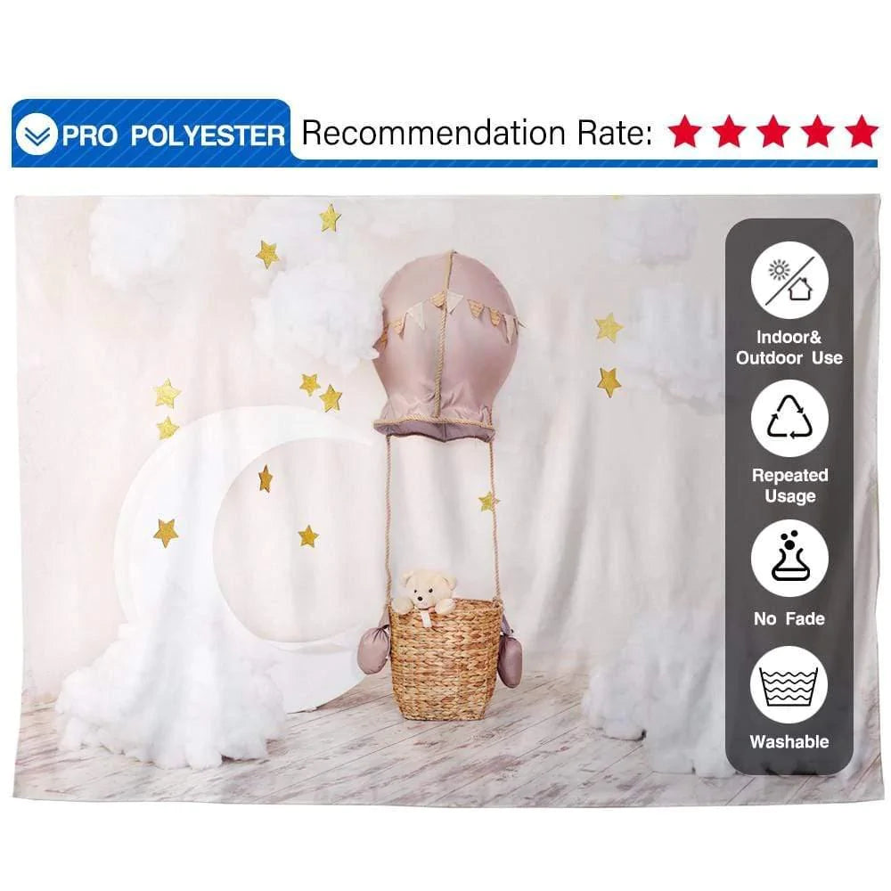 Allenjoy Little Star Moon Airballon Light Pink Backdrop - Allenjoystudio