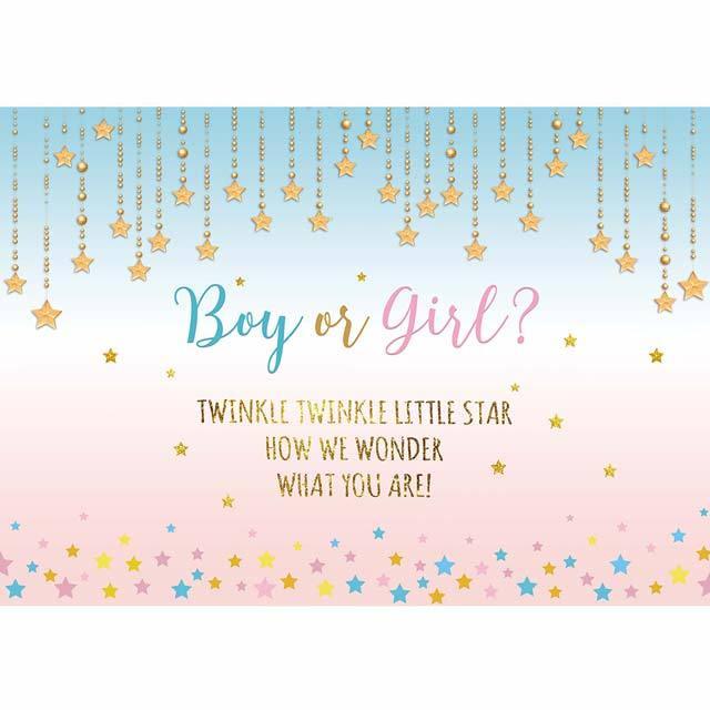 Allenjoy Little Star Boy or Girl Pink and Blue Gender Reveal Backdrop - Allenjoystudio