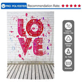 Allenjoy LOVE Graffiti White Brick Wall Wooden Floor Valentine Backdrop - Allenjoystudio