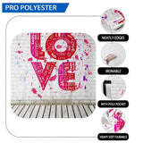 Allenjoy LOVE Graffiti White Brick Wall Wooden Floor Valentine Backdrop - Allenjoystudio