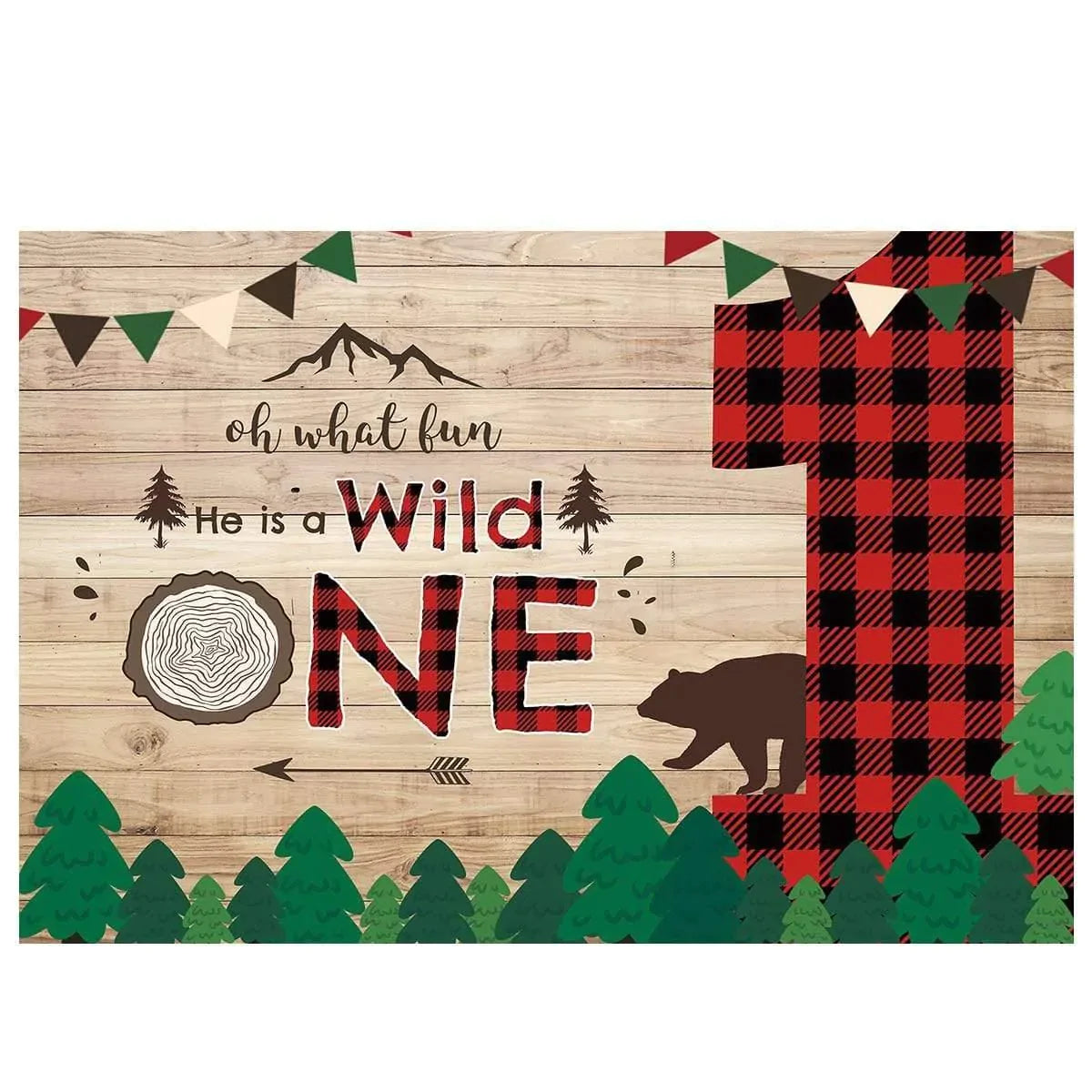 Allenjoy Lumberjack Wild One Wonederland Backdrop - Allenjoystudio