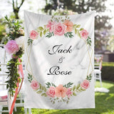 Allenjoy Marble Background Personalized Floral Frame Backdrop for Wedding Bridal Shower Anniversary