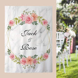 Allenjoy Marble Background Personalized Floral Frame Backdrop for Wedding Bridal Shower Anniversary - Allenjoystudio