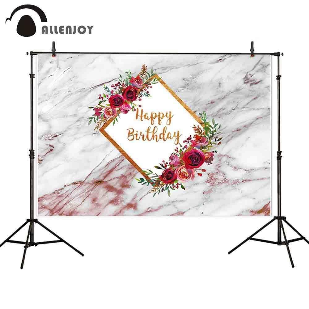 Allenjoy Marble Photography Backdrop Flower Birthday Wedding Party Background Photobooth - Allenjoystudio