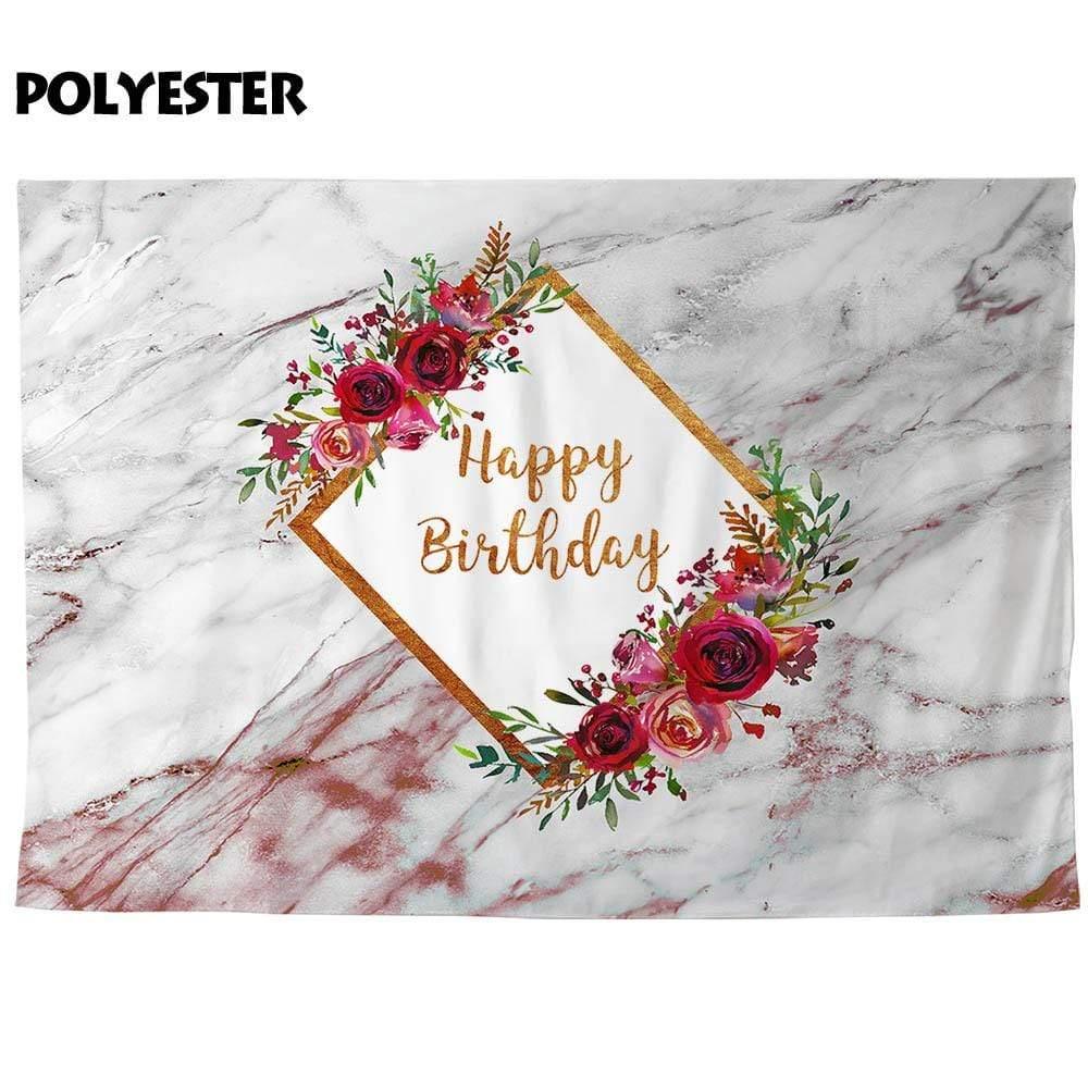 Allenjoy Marble Photography Backdrop Flower Birthday Wedding Party Background Photobooth - Allenjoystudio