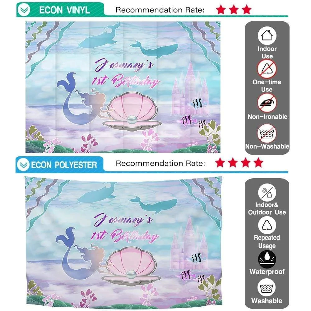 Allenjoy Mermaid Under the Sea Custom Name Birthday Backdrop - Allenjoystudio