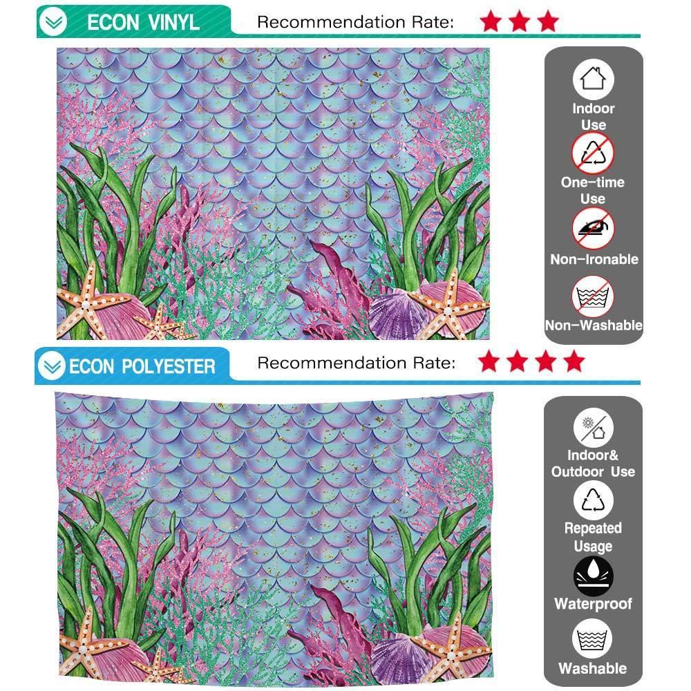 Allenjoy Mermaid Scales Water Plants Shells Starfish Backdrop - Allenjoystudio