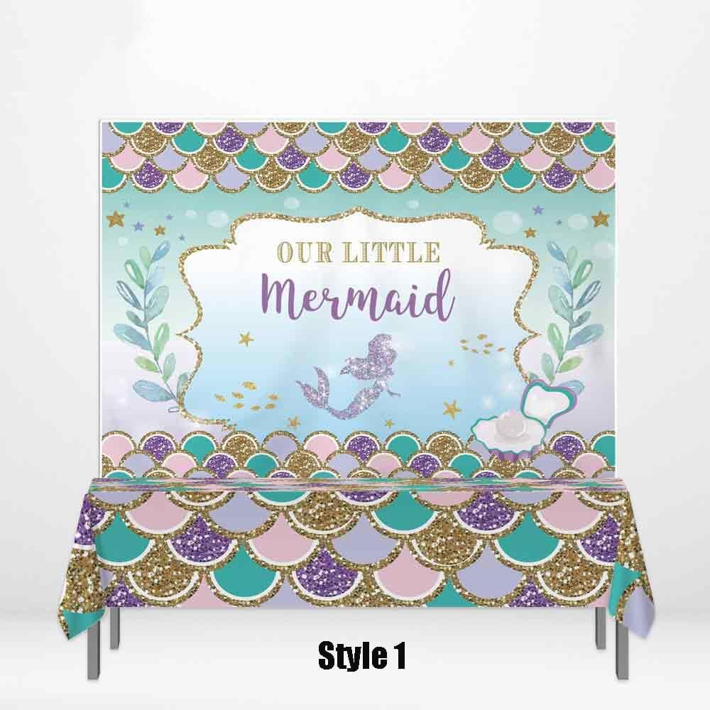 Allenjoy Mermaid Backdrop Fish Scales Tablecloth - Allenjoystudio