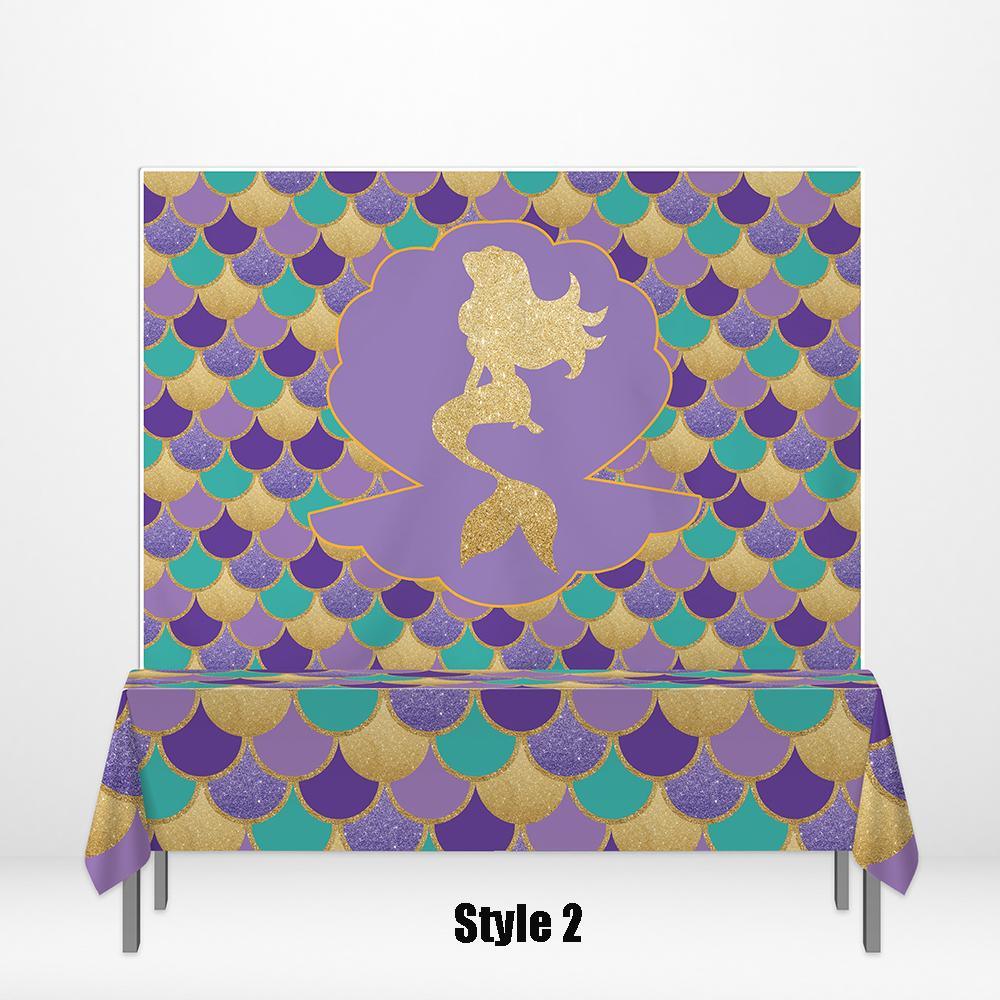 Allenjoy Mermaid Backdrop Fish Scales Tablecloth - Allenjoystudio
